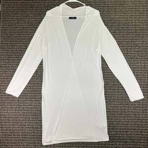 Made by Johnny Women's XL White Longline Open Front Cardigan Cinched Back USA